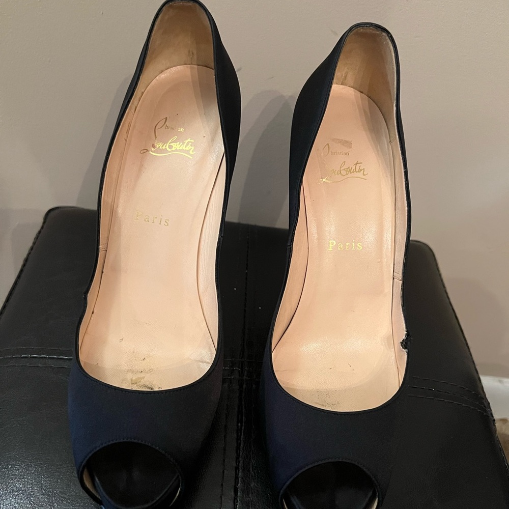 Christian Louboutin Black Satin Hyper Prive 120 Shoes Size 41 1/2
